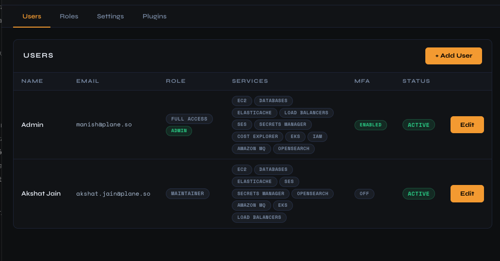 Role-Based Access Control screenshot